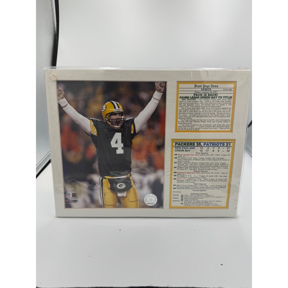 Brett Favre Green Bay Packers Super Bowl XXXI Matted Photo Box Score NFL 1997 7